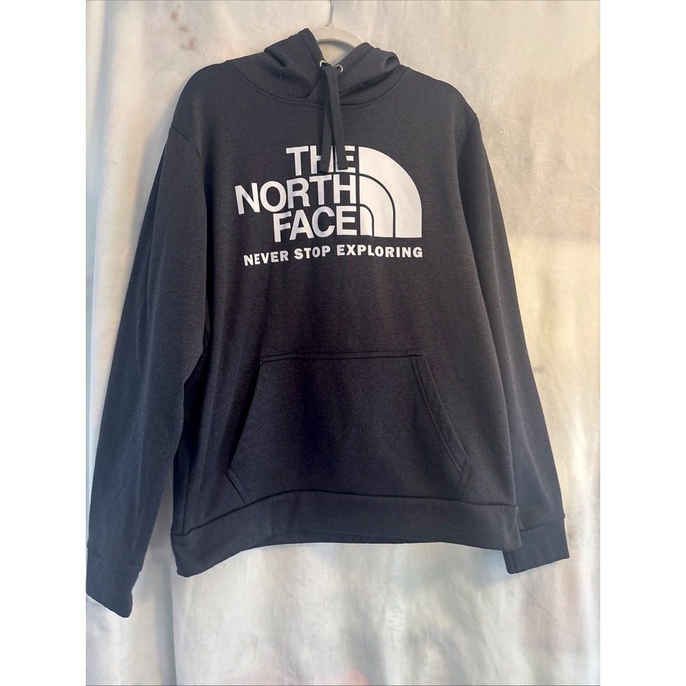 North Face Hoodie Mens Large Long‎ Sleeve Hooded Pullover Gray Pockets